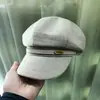 Sombreros de Otoño e Invierno para Mujer, Sombrero Octagonal Versátil Retro con Etiqueta Metálica, Boina Cortavientos para Exteriores con Visera de Pato, Boina de Artista Estilo Británico