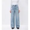 MC OrderCalça Reta Coconi Azul Feminina 2026 Outono Novo Estilo Doce Cool Cintura Alta Jeans de Algodão