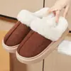 Zapatos de invierno para mujer transfronterizos, forrados de felpa para abrigar, patchwork de ante sintético con forro de felpa, estilo slip-on, suela gruesa, diseño casual para usar en casa
