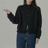 Cárdigan de punto de cuello alto estilo japonés retro para mujer, prenda exterior de otoño e invierno, nuevo estilo holgado y perezoso, chaqueta de suéter suave de color sólido y ceroso.