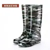 Botas de chuva de cano alto, cor sólida, leves, forradas com fleece, altura média a alta, espessas e duráveis, com solas grossas, sapatos masculinos impermeáveis