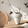 Jarrón de cerámica rústica blanco envejecido vintage de Jingdezhen, tarro de cerámica rústico estilo wabi-sabi, adorno decorativo artístico para sala de estar mueble de TV