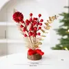 Decoraciones para Árbol de Año Nuevo DIY Adornos de Escritorio Hojas de Eucalipto Hojas de Ginkgo Accesorios Cubo de la Suerte Paquete de Regalo