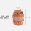 Gafas de Dibujos Animados 3D Oso Lonchera Capas Celosía Portátil Sellada Lonchera Microondas Portátil Tazón de Sopa Barril de Arroz 123 Capas