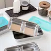 Caja de Almacenamiento de Alimentos de Acero Inoxidable 304 Lonchera Caja Bento Contenedor de Almacenamiento Plato para Condimentos Ingrediente de Kimchi Compartimento para Frutas y Verduras Caja Pequeña con Tapa Azul