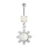 Nuevo estilo de verano transfronterizo de Amazon, joyería para piercing de ombligo con diamantes de ópalo y diamantes de imitación, colgante de sol estilo retro europeo y americano.