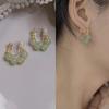 Pendientes Antiguos Medios Nicho Elegantes Aretes de Tuerca Jade Hetian Natural Lujo Ligero Avanzado Clip para la Oreja Plato de Incienso de Mosquito Pendientes Vintage
