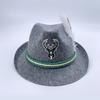 Sombrero de Jazz Verde Oktoberfest Alemán Fieltro No Tejido Gris Elegante Sombrero de Fiesta de Jazz con Pluma Sombrero para Actuación