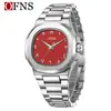 Reloj Masculino Más Vendido Transfronterizo Oufani Simple Doble Esfera Números Árabes Reloj Cuadrado Clásico de Cuarzo
