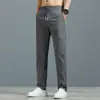 Pantalones de Hielo de Seda con Aire Acondicionado para Hombre Pantalones Casuales Pantalones Rectos Sueltos Pantalones de Chándal Pantalones Deportivos para Hombre Pantalones Finos de Verano
