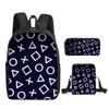 Mochila escolar de tres piezas con diseño de robot cósmico y astronauta, ideal para niños de primaria y secundaria.