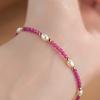 Pulsera de Perlas para Mujer con Luz Fuerte, Casi Redonda, Pulsera de Perlas de Agua Dulce Real Zhuzhi, Lujo Ligero y de Gama Alta Pulsera de Zirconita Morada