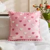 Funda de Almohada para Pareja Seleccionada Cuidadosamente Transfronteriza con Bordado de Toalla Roja, Bordado de Corazón Rosa, Funda de Almohada de Amor para el Día de San Valentín