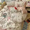 Juego de Ropa de Cama de Algodón Clase A Juego de Cuatro Piezas Sábana de Algodón Puro Algodón Lavado Funda Nórdica Funda de Almohada Juego de Tres Piezas para Dormitorio Estudiantil