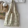 Bolsa de lona verde Mori, grande capacidade, estilo preguiçoso, para carregar folhas, estilo coreano simples, bolsa de livros para estudantes
