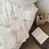 INS Verão Bebê Algodão Fino Princesa Sling Fart Escalada Terno Bebê Menina Duplo Bow Strap Calças