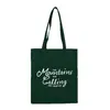 Bolso de Lona Literario Casual Ins Simple Color Puro Bolso de Mano Moda Letra Un Hombro Bolso de Mano Universal Personalización