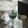 Sabendo que registro de montanha tigela de cobertura com cor sobreglaze antigo esmalte verde oficial lírio pintado à mão tigela de chá de cerâmica conjunto de chá kung fu tigela