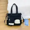 Bolsa de Tutoría Literaria Trendy Estilo Coreano Bosque Universitario para Niñas, Estudiantes, Viajes, Bloques de Color, Gran Capacidad