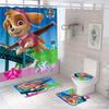 Cortina de Ducha Impermeable y Resistente al Moho de Poliéster con Estampado Digital de la Serie Paw Patrol, Juego de Cuatro Piezas, Venta Directa de Fábrica, Impermeable de Alta Densidad