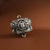 Pendente Rei Cervo Dourado Prata Pura Design Antigo Esculpido em Forma de Leque Recortado Dupla Face Pingente Palavra Feliz Acessórios de Prata DIY