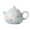 Tetera Cerámica Magnolia Pintada a Mano Bajo Esmalte Dinastías Tang y Song, Tetera Pequeña para el Hogar, Juego de Té Kung Fu con Filtro de Agujero de Bola, Tetera de Concubina Imperial