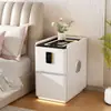 Mesa de cabeceira inteligente, multifuncional, uso doméstico, sem necessidade de instalação, com régua de energia, trava de senha, carregamento sem fio, armário de cabeceira de couro para quarto