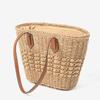 Bolso de paja sencillo de estilo coreano, bolso de mano tipo cesta para verduras de gran capacidad, bolso de mano falso de paja para playa, bolso tejido