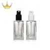 Frasco de Vidro de 30ml para BB Cream Frasco para Cuidados com a Pele Frasco Pump para Água de Essência Frasco Quadrado Plano para Base Líquida Produtos de Beleza para Cuidados com a Pele