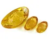 [Cristalería Zibo] Carácter de la Fortuna Lingote Recipiente del Tesoro Adorno de Cristal Cristal Amarillo Piedra de Cristal que Atrae la Riqueza Lingote de Cristal