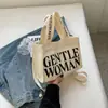 Bolsa de Lona Tailandesa Transfronteiriça Feminina Nova Bolsa de Ombro com Estampa de Letras Bolsa Transversal Bolsa Tote Portátil da Moda para Mulheres