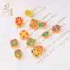Nuevas Cuentas Espaciadoras con Agujero Pasante para Pulsera DIY Auspiciosas de Esmalte Dorado Arena Conserva Color Estilo Chino Flor de Loto Trébol de Cuatro Hojas