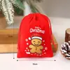 Bolsa de Veludo com Cordão para Doces de Natal Transfronteiriça Estampa de Desenho Animado Bolsa de Presente de Natal para Idosos Venda por Atacado