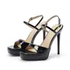 1488-3 Sandalias Sexy de Tacón Alto Cuadradas para Mujer Que No Cansan los Pies, Zapatos de Tacón de Plataforma Impermeables de Punta Abierta Stiletto para Mujer
