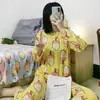 Pijama Dulce para Mujer, Estilo Delgado de Manga Larga para Primavera y Otoño, Popular Conjunto de Ropa de Casa Linda para Estudiantes para Habitaciones con Aire Acondicionado