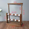 Suporte de Joias de Madeira Maciça de Camada Dupla, Suporte de Armazenamento de Pulseiras, Suporte de Exibição de Pulseiras com Gancho de Ferro, Suporte de Exibição de Colares Desmontável para Atacado