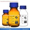 Frasco Reagente de Vidro Shuniu Marrom Seda 100ml 250ml 500ml 1000ml Resistente a Alta Temperatura Laboratório com Tampa