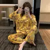 Pijama Dulce para Mujer, Estilo Delgado de Manga Larga para Primavera y Otoño, Popular Conjunto de Ropa de Casa Linda para Estudiantes para Habitaciones con Aire Acondicionado
