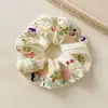 Scrunchie floral bordado doce estilo francês para meninas, elástico de rabo de cavalo elaborado, acessório de cabelo elástico vintage atacado
