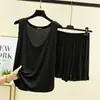 Traje Casual de Modal para Mujer, Estilo Delgado de Verano, Color Sólido, Corte Holgado, Adelgazante, Conjunto de Dos Piezas Casual Talla Grande