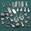 Plata de ley S925 hojas vajra mortero palabra de la suerte doble flor clip zakiram accesorios retro DIY materiales hechos a mano