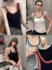 66031 # Camisola sin mangas con diseño de bloques de color y cuello en U estilo coreano 2025 nuevo top básico versátil de moda