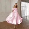 Vestidos de Novia Transfronterizos 2026 Nuevos Modelos Aliexpress Amazon Un Hombro Satén Longitud Media Vintage Vestidos de Mujer Al Por Mayor