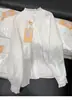 Camisa Branca Franzida Estilo Francês para Mulheres, Novo Modelo Primavera Inicial 2026, Alto Padrão, Estilo Delicado, Blusa Única de Manga Longa