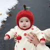 Touca de Bebê, Touca de Pelúcia de Inverno, Touca de Maçã Fofa e Super Fofa, Touca Espessa e Quente com Proteção para Orelhas para Bebês e Crianças Pequenas, Touca à Prova de Vento, Estilo Coreano