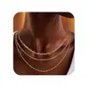 Colar de Cobre Multicamadas de Moda Transfronteiriça para Mulheres, Colar Personalizado de Temperamento de Nicho, Pingente Geométrico, Corrente de Clavícula para Presente
