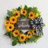 Transfronteiriço Nova Simulação Girassol de Primavera Girassol Guirlanda Decorativa Pingente de Rattan Girassol Pendurado na Porta Atacado
