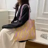Bolsa con Estampado de Letras para Mujer, Bolso Tote de Gran Capacidad, Bolso de Hombro Simple Versátil, Bolso Tejido de Punto Novedoso Estilo Coreano, Transfronterizo