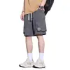 Shorts Masculino de Seda Gelada Fino para o Verão, Corte Solto, Marca da Moda, Roupa Esportiva e para o Trabalho, Secagem Rápida, Calça de Cinco Pontos, Calça Versátil da Moda de Comprimento Médio