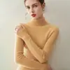Suéter de cashmere 100% macio e sem costura, caimento justo, para mulheres, gola alta, cor sólida, tricô para outono e inverno
